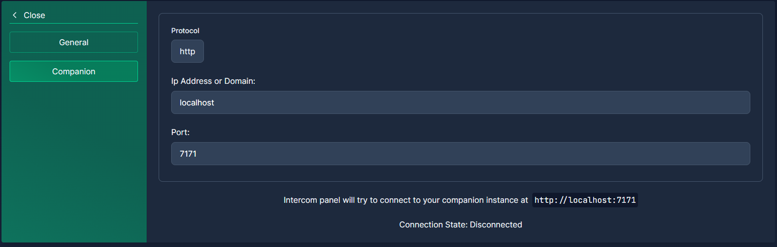 Companion Settings