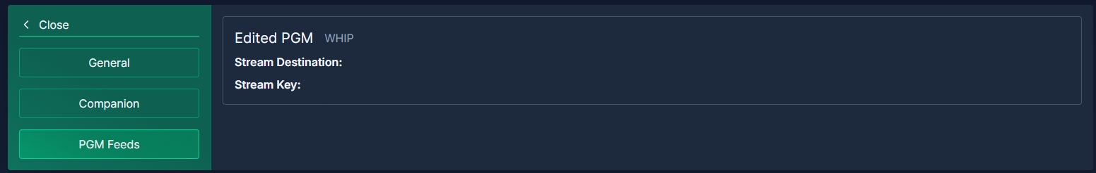 Program Feed Settings